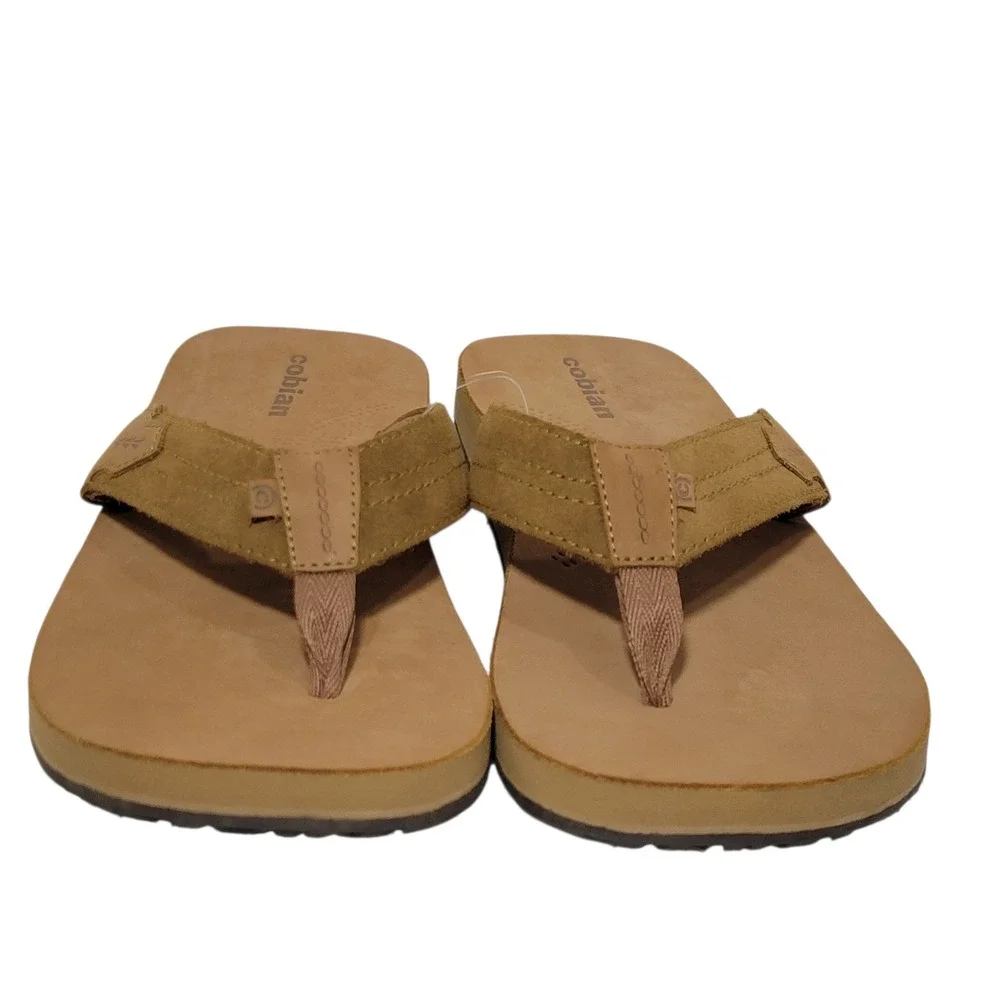 Cobian Lazo Flip Flop Sandals Men Size 11 CAMPO DEL SOL Tan Leather Arch Support